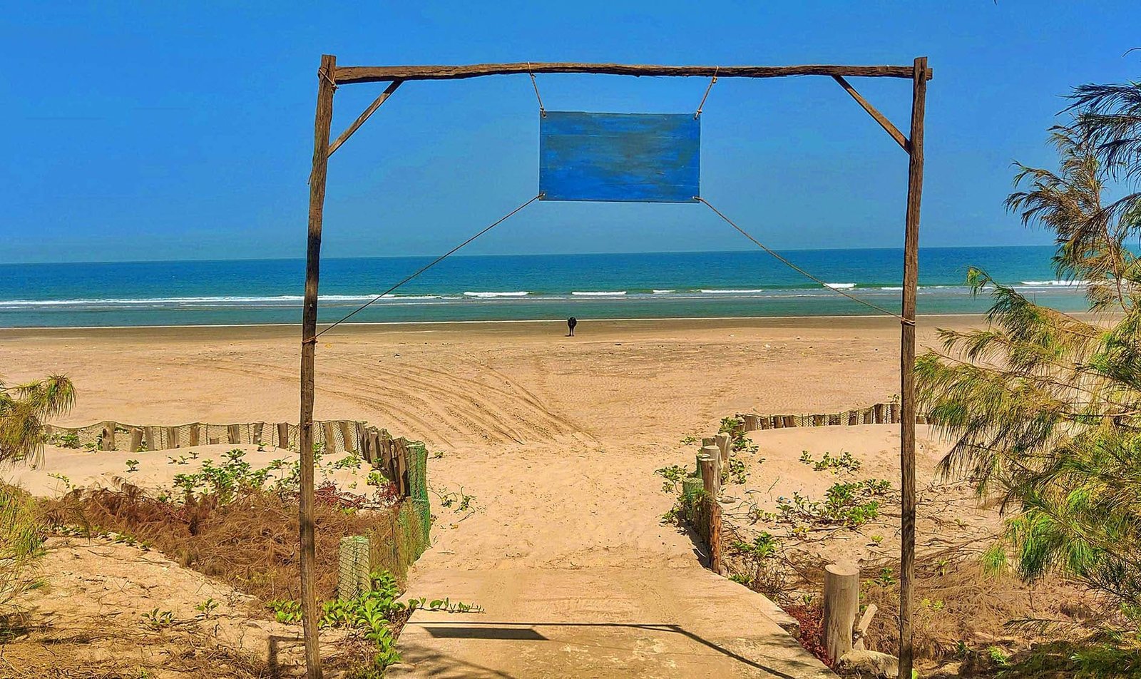 Acesso direto à praia Papayer Ecolodge melhor hotel à beira-mar Cap Skirring Casamance Senegal
